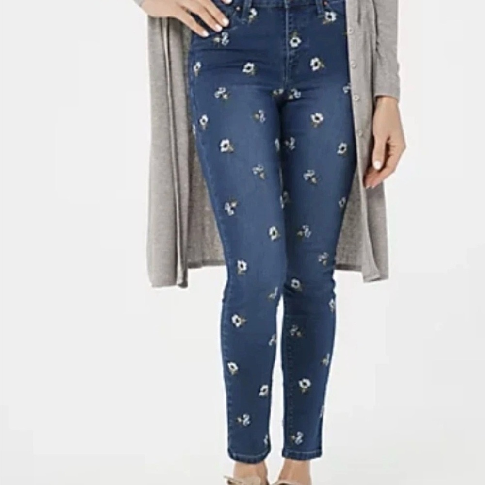 Laurie Felt Blue Floral Skinny Jeans